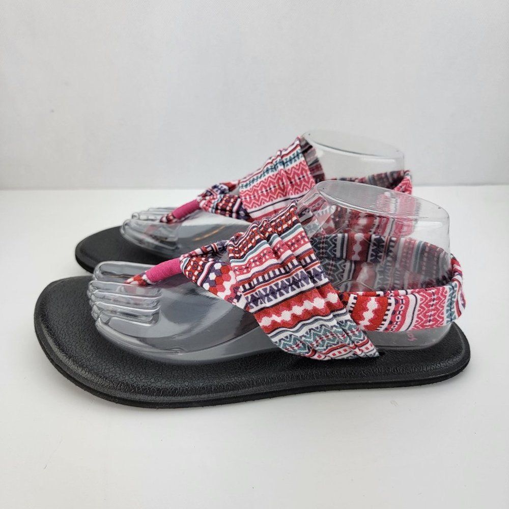Sanuk Size Y6-7 Yoga Sling 2 Raspberry Lanai Blanket Thong Sling Sandals 1016562